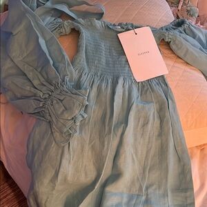 Sleeper Teal Off-Shoulder Dress